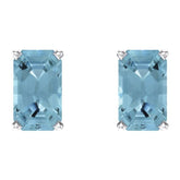 14K White Natural Aquamarine Earrings